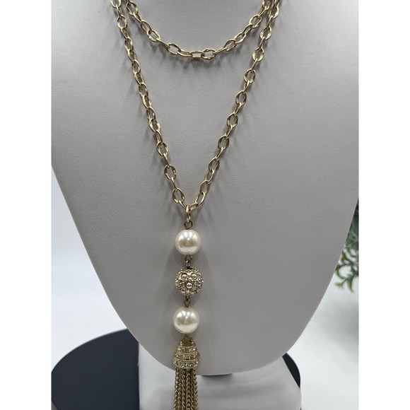 Lia Sophia "Joyous" Gold Tone Crystals Glass Pearls Resin Beads Necklace - Picture 5 of 12